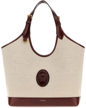Versace Cappuccino Canvas Large Rivière Shopping Bag - Natural