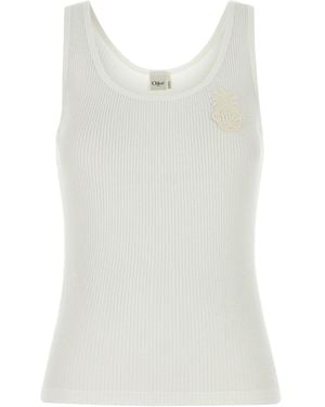 Chloé White Cotton Tank Top