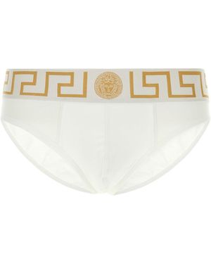 Versace Slip in cotone stretch bianco