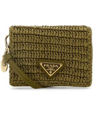 Prada Portacarte in rafia verde oliva