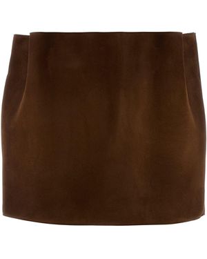 Prada Minigonna in pelle scamosciata marrone