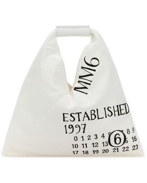 MM6 by Maison Martin Margiela Borsa a mano Japanese mini in tessuto bianco