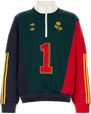 ADIDAS X WILLY CHAVARRIA Two-tone Cotton Blend Watsonville Sweatshirt - Red