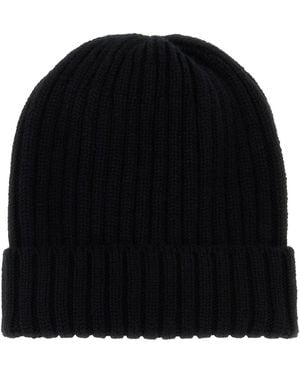Fedeli Black Cashmere Beanie Hat