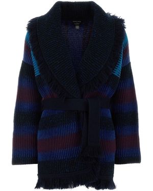 GIORGIO ARMANI X ALANUI Embroidered Cashmere Blend Cardigan - Blue