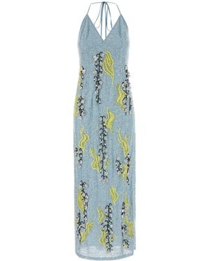 Des Phemmes Embellished Stretch Polyester Dress - Blue