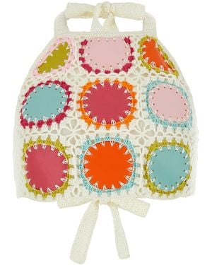 MY BEACHY SIDE Multicolour Crochet Taffy Crop-top - Red