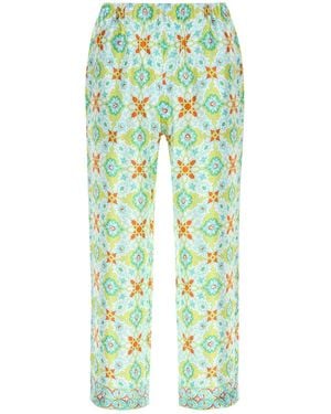 Pantamolle Printed Satin Gajardo Pant - Green