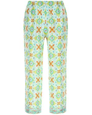 Pantamolle Printed Satin Gajardo Pant - Green