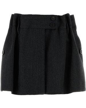 Prada Minigonna in lana ricamata - Nero
