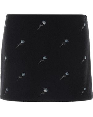 Rier Embroidered Wool Mini Skirt - Black