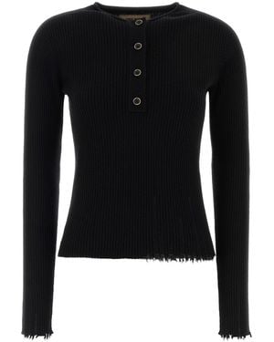 Uma Wang Black Cashmere Henley Jumper