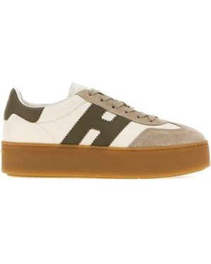 Hogan Multicolor Leather And Suede H698 Sneakers - Brown