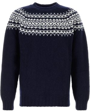 Harley Of Scotland Navy Blue Wool Jumper