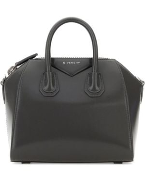 Givenchy Dark Grey Leather Mini Antigona Handbag - Black