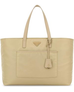 Prada Borsa shopping Re-Edition 1978 grande in Re-Nylon sabbia - Neutro