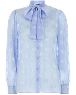 Dolce & Gabbana Devore Silk Shirt - Blue
