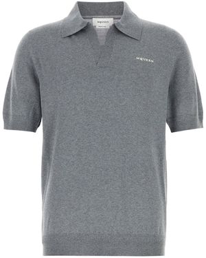 McQueen Grey Wool Polo Shirt