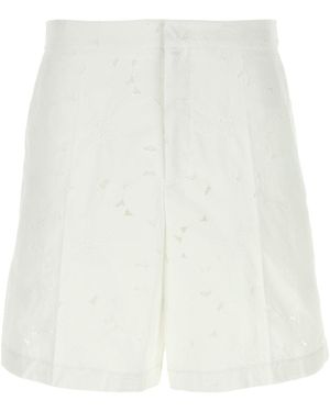 Valentino Garavani White Cotton Blend Bermuda Shorts