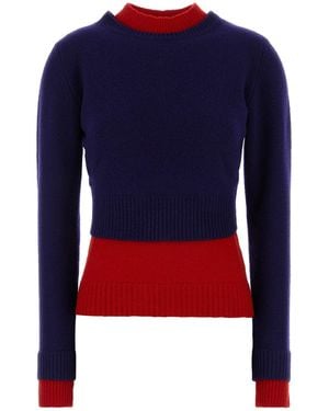 Jil Sander Ls Slv Double Layer Mock Neck Sweater - Blue