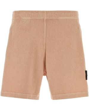 Stone Island Salmon Cotton Bermuda Shorts - Natural