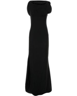 Victoria Beckham Black Satin Long Dress