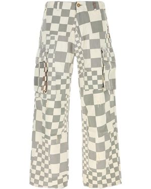 ERL Jeans cargo in denim stampato - Bianco