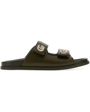 Gucci Slippers in pelle verde oliva