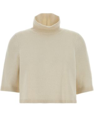 Alaïa Ivory Cashmere Blend Sweater - Natural