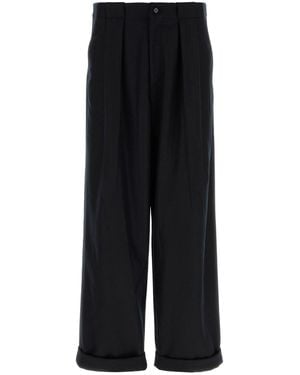 Dolce & Gabbana Wool Wide-Leg Pant - Black