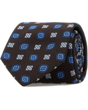 Brioni Embroidered Silk Tie - Blue