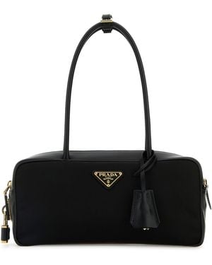 Prada Borsa a mano nera in pelle e Re-Nylon - Nero