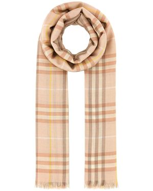 Burberry Sciarpa in misto cashmere ricamato - Neutro