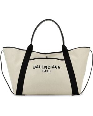 Balenciaga Borsa shopping Biarritz grande in tela sabbia - Neutro