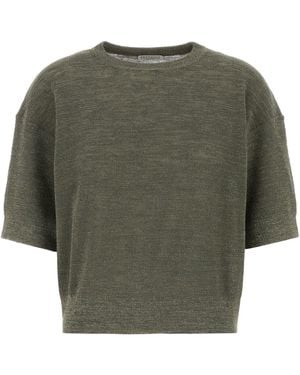 Brunello Cucinelli Sage Green Linen Blend Jumper