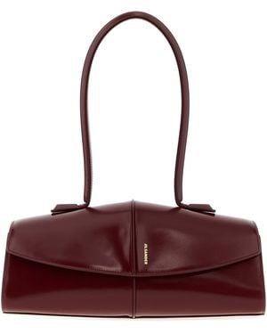 Jil Sander Tiziano Red Leather Linea Shoulder Bag - Purple