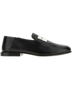 Givenchy Black Leather Label Loafers