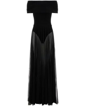 Norma Kamali Black Jersey And Tulle Dress