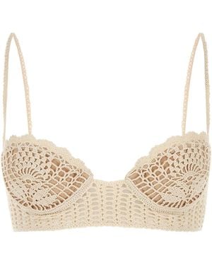 Magda Butrym Ivory Crochet Bra - Natural