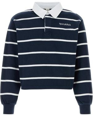 Sporty & Rich Embroidered Shirt Collar Polo - Blue