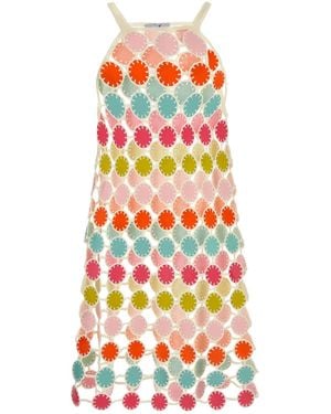 MY BEACHY SIDE Multicolour Crochet Mochi Rainbow Mini Dress - White