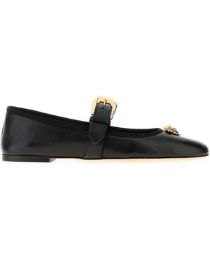 Versace Nappa Leather Ballerinas - Black