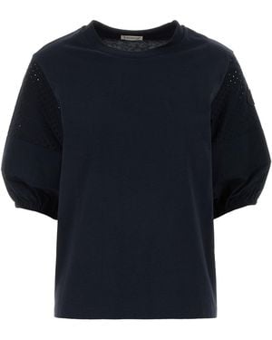 Moncler Solid Crew Neck T-Shirt - Blue