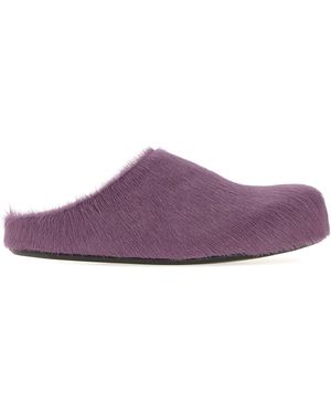 Marni Calf Hair Fussbett Slippers - Purple