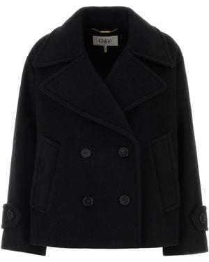 Chloé Black Wool Blend Coat