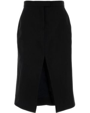 McQueen Black Stretch Wool Skirt