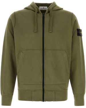Stone Island Army Green Cotton Sweatshirt