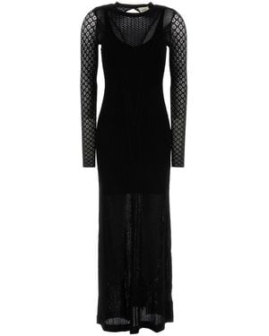 Isabel Marant Black Knit And Lace Florie Long Dress