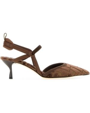 Fendi Scarpe con tacco Colibrì ricamate in velluto e jacquard - Multicolore