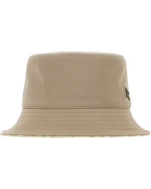 Burberry Dove Gray Stretch Canvas Reversible Bucket Hat - Natural